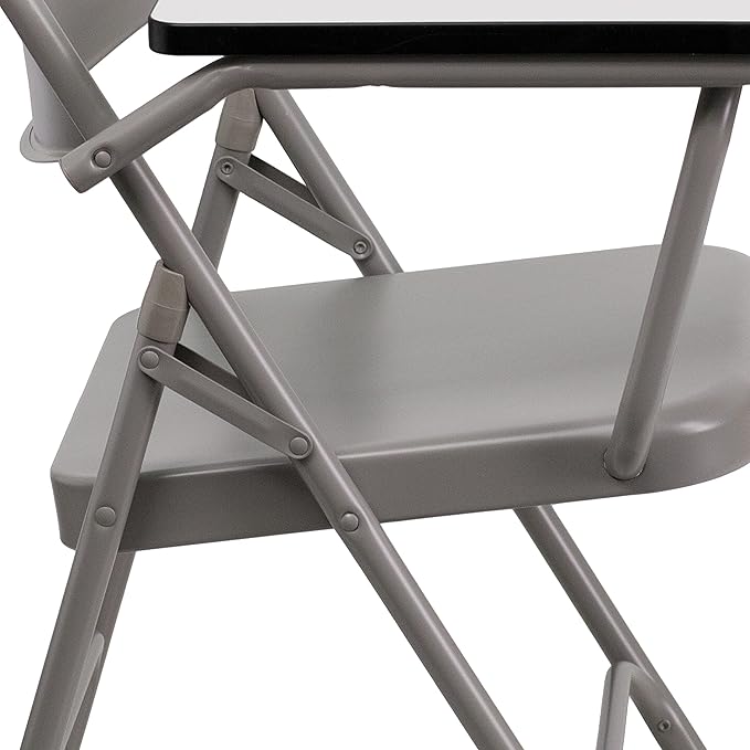 Flash Furniture Rutherford Steel Folding Chair with Right Handed Tablet Arm, Commercial Foldable Conference Room Tablet Arm Chair, Set of 2, Gray