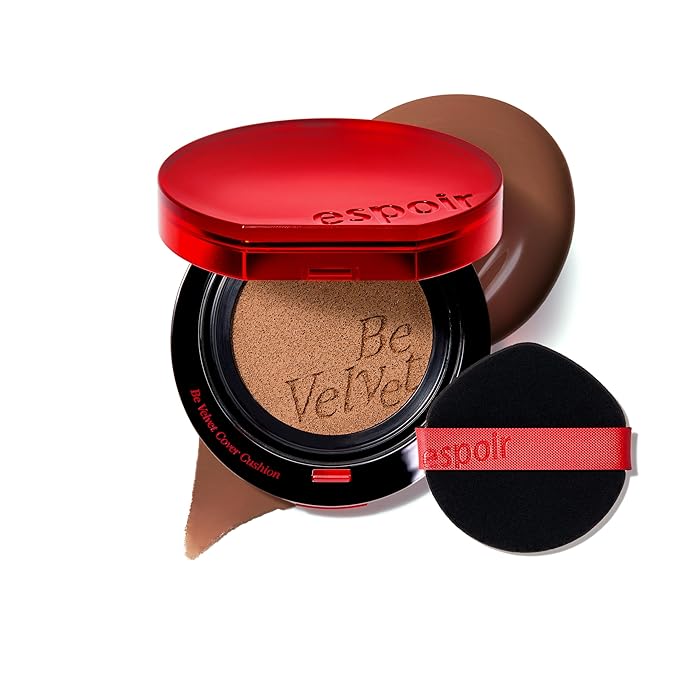 Espoir Be Velvet Cushion Foundation #43 Cardamom | Quick and Easy Coverage with Long-lasting Color by Zero Oxidation, Velvety Smooth Finish & Lightweight Formula, Vegan, Korean Makeup, 0.46 oz