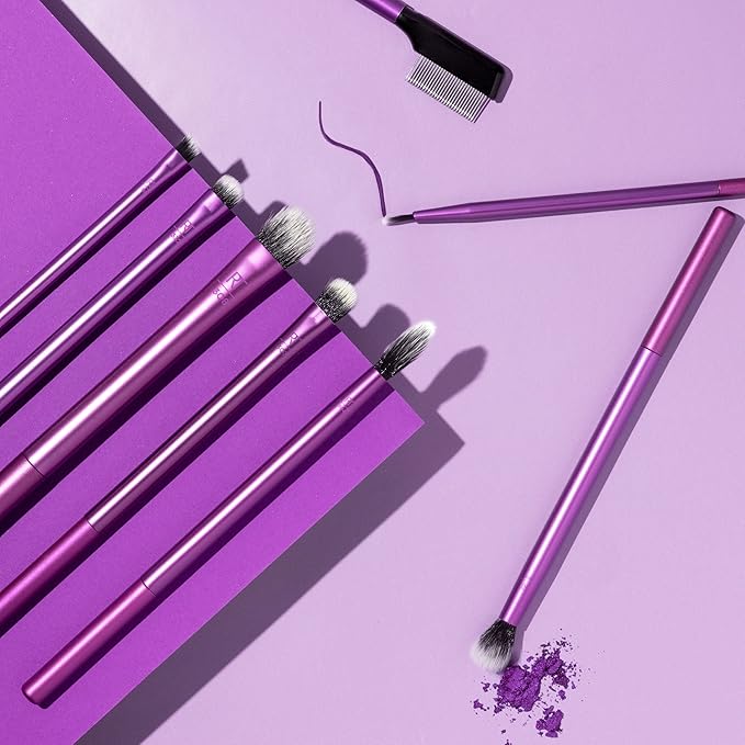 Real Techniques 8 Piece Everyday Eye Essentials Makeup Brush Set,Eye Brushes for Liner,Eyeshadow,Brows,& Lashes,Travel Friendly,Gift Set,Synthetic Bristles,Cruelty-Free & Vegan,(Pack of 8)