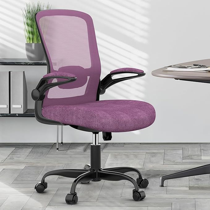 Mimoglad Office Chair, Ergonomic Desk Chair with Adjustable Lumbar Support, High Back Mesh Computer Chair with Flip-up Armrests-Task Chairs, Executive Chair for Home Office