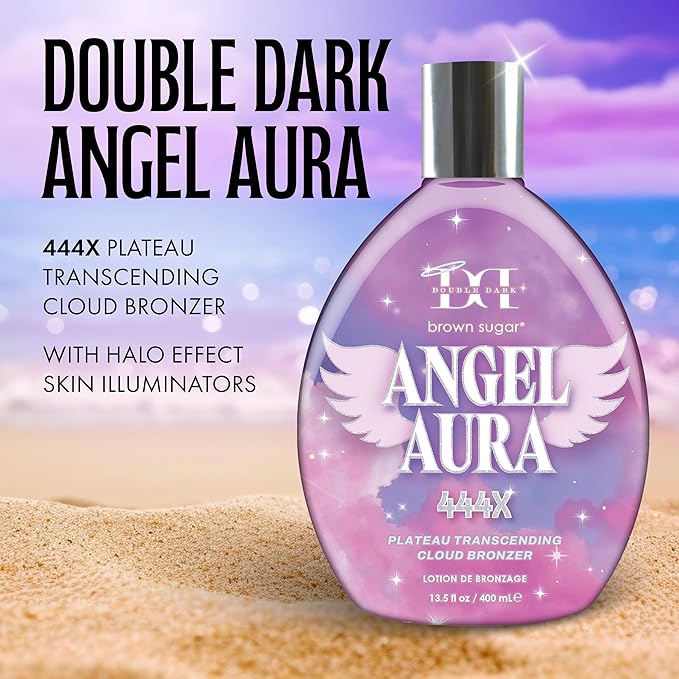 Brown Sugar Angel Aura Tanning Lotion, 444X Plateau-Transcending Cloud Bronzer with Halo Effect Skin Illuminators, 13.5 Fl Oz