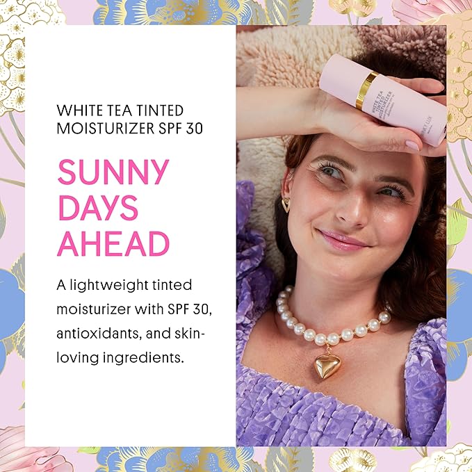 Winky Lux White Tea Tinted Moisturizer SPF 30 - Buildable Coverage with Facial SPF, Lightweight Sunscreen for Face, Naturally Radiant Finish, Long Lasting Coverage with Vitamin E, Light