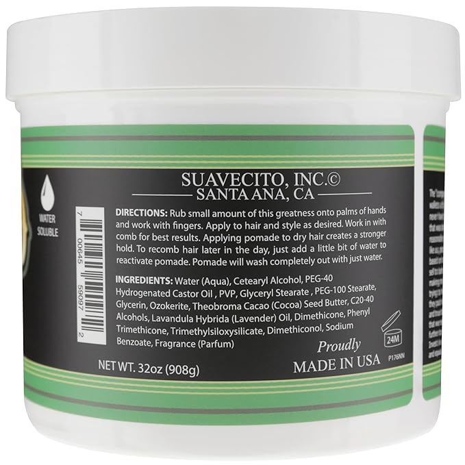 Suavecito Pomade Matte (Shine-Free) Formula 32 oz, 1 Pack - Medium Hold Hair Pomade For Men - Low Shine Matte Hair Paste For Natural Texture Hairstyles