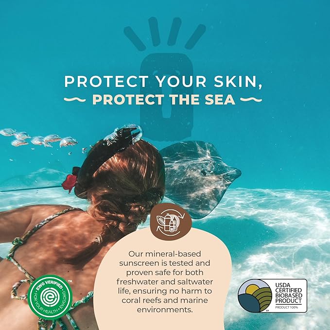 Mineral Sunscreen SPF 45 Shimmer, Reef Safe Sunscreen, Biodegradable Travel Size, Non-Nano Zinc Oxide, Non-Greasy, Water Resistant, Face & Body