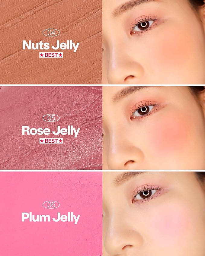 HOLIKA HOLIKA Jelly Dough Blusher 05 Rose Jelly - Korean Makeup Face Cheek Color, Long-Lasting Gel to Powder Formula, Smooth Matte Finish, Lightweight Non-Clumping Blush, 0.15oz.