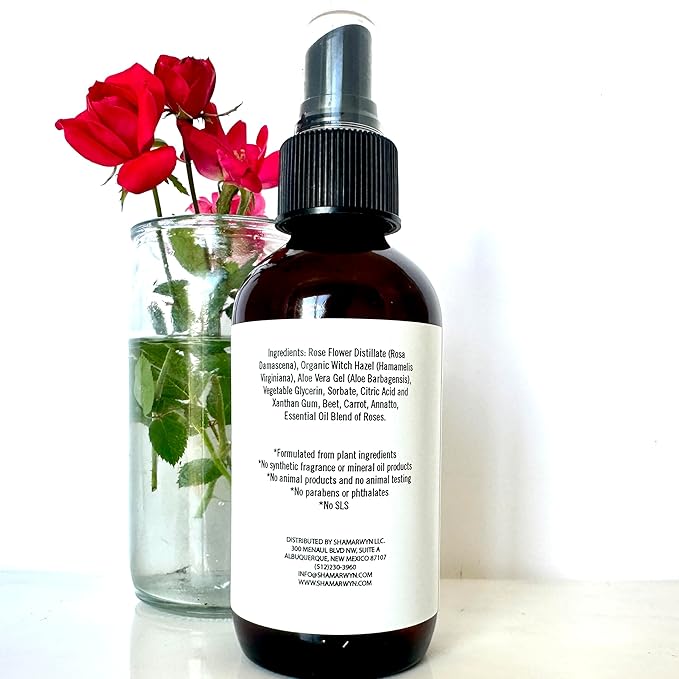 shamarwyn Rose Facial Toner with Aloe Vera & Witch Hazel – Natural-Organic, Pore Refining Formula for Hydrated, Balanced Skin 4oz
