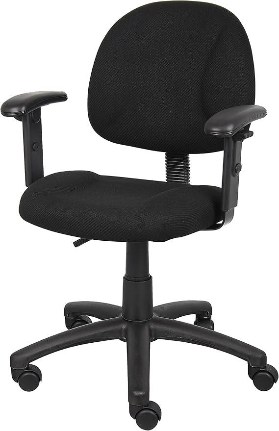 Boss Office Products B316-BK Perfect Posture Delux Fabric Task Chair with Adjustable Arms in Black, Low-Back