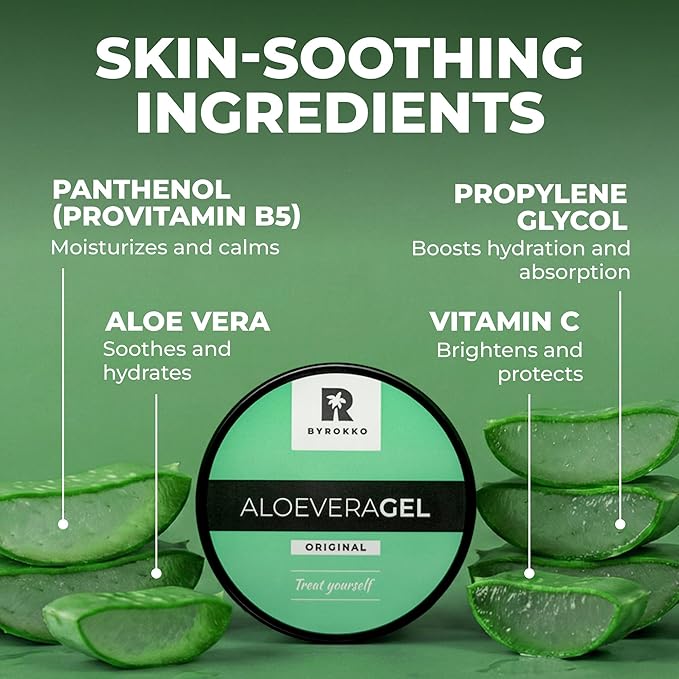 BYROKKO Aloe Vera Gel (215 ml), Fast-Absorbing After-Tanning Cooling Gel, Hydrating Aftersun Skincare