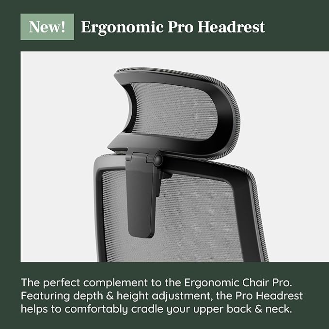 Branch Adjustable Ergonomic PRO Headrest Attachment - Only Compatible Ergonomic Chair PRO - Experience Optimal Comfort and Support - Everglade