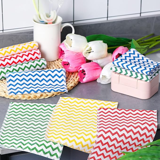 Tatuo 12 Pieces Korean Exfoliating Mitt Glove Italy Towel Body Skin Scrubber Exfoliating Scrubber for Remove Dead Skin Washcloth Korean(Small,Green, Red, Yellow, Blue)