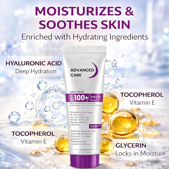 2 Pack SPF 100+ Sunscreen For Outdoor Sport - Face & Body Lotion, Broad Spectrum UVA/UVB PA+++, Water Resistant, Soothing Daily Care, 2 x 80g (160g Total)