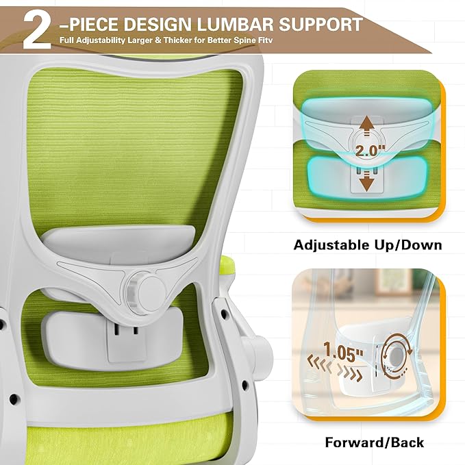 Ergonomic Office Chair - High Back Desk Chair with Adjustable Lumbar Support, Breathable Mesh Back, 330LBS Capacity, Easy Assembly, for Home Office Executive Computer Task