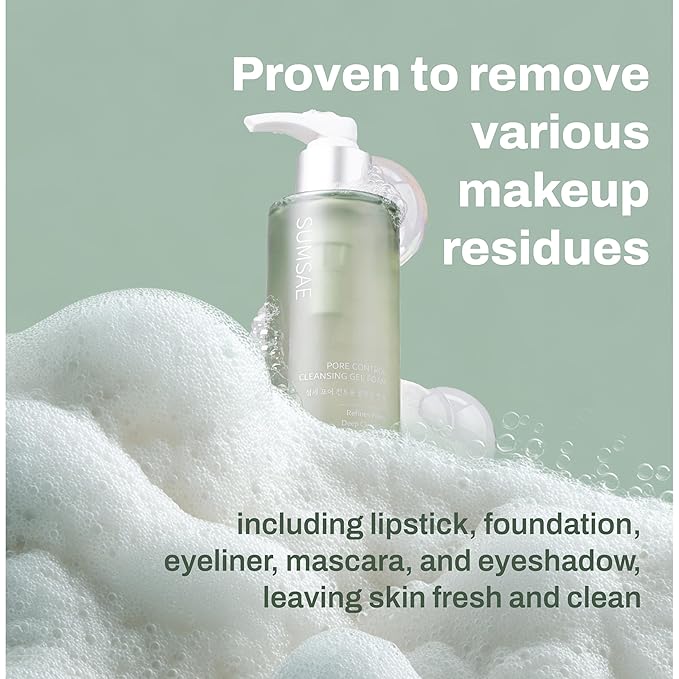 Pore Control Gel to Foam Cleanser, Deep Pore Cleansing Face Wash, Non Drying Lightweight, Soft Foam for Smooth Clear Skin, Korean Facial Cleanser with Green Tea & Niacinamide, 155ml/5.24 fl oz
