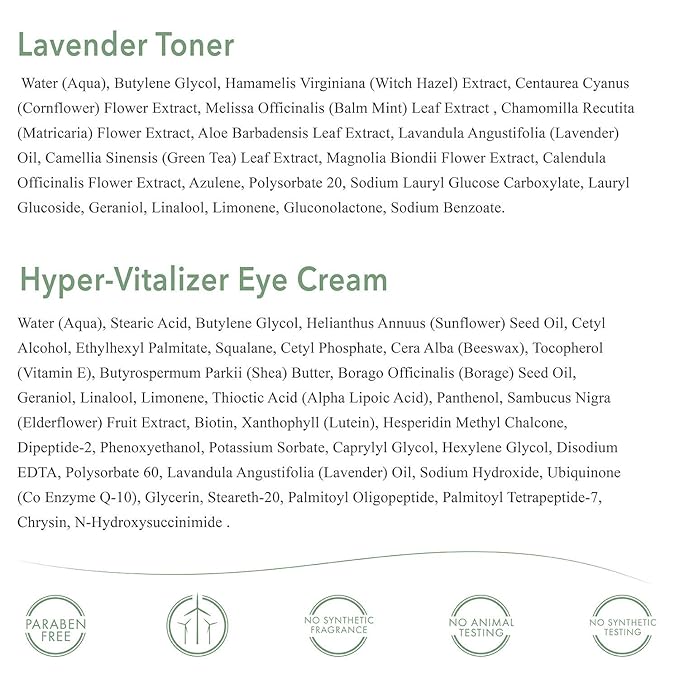 EmerginC Set to Help Improve Skin Tone with Scientific Organics Kombucha Cleanser Wash (4 oz, 120 ml), Soothing Lavender Toner (8.1 oz, 240 ml) & Hyper-Vitalizer Eye Cream Vitamin C (1.7 oz, 50 ml)
