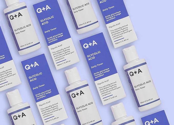 Q+A Glycolic Acid Daily Face Toner (100ml), Hydrating Toner for Face with Glycolic for Smooth Skin, Refines Pores & Evens Skin Tone, Fragrance Free, Alcohol Free, Vegan & Cruelty Free Skincare