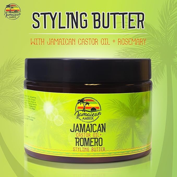 JAMAICAN Ambre Rosemary Hair Styling Gel - 12 fl oz - with Castor Oil for Strong, Damage-Preventing Hair Locks - Nourishing and Promote Hair Strength
