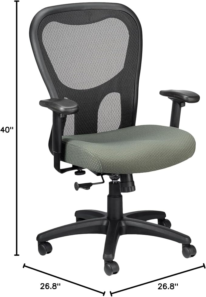 Tempur-Pedic TP9000C Mesh Swivel Task Chair with Tempur Material, Cooling Gel Layer, Adjustable Armrests, and Lumbar Support, Olive