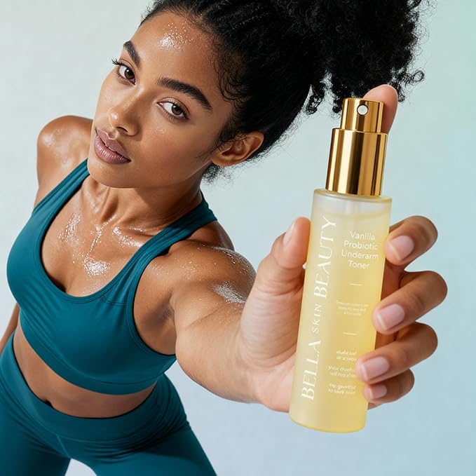 Bella Skin Beauty Deodorant Enhancer® Probiotic Underarm Toner - Vanilla - Patented Pre-Deodorant Spray That Helps Deodorants Last Longer and Helps Sweat Stay Odorless - Underarm Spray, Wipe, Apply