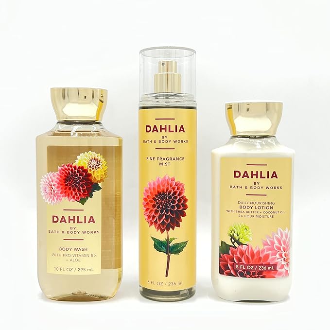 Dahlia Bath & Body 3-Piece Bundle | Body Wash, Fine Fragrance Mist and Daily Nourishing Body Lotion