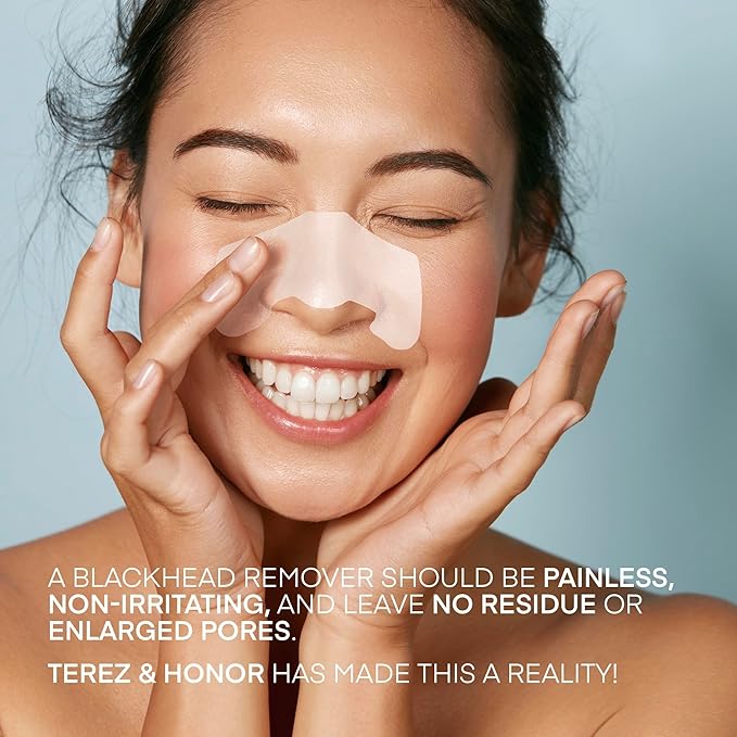 TEREZ & HONOR Blackhead Remover Nose Pore Patches: Korean SkinCare Patented Formula, Targets Pores Pimples in 3 Steps - Natural, Mild Painless, Effective, Dermatologist Tested - 5 Pcs