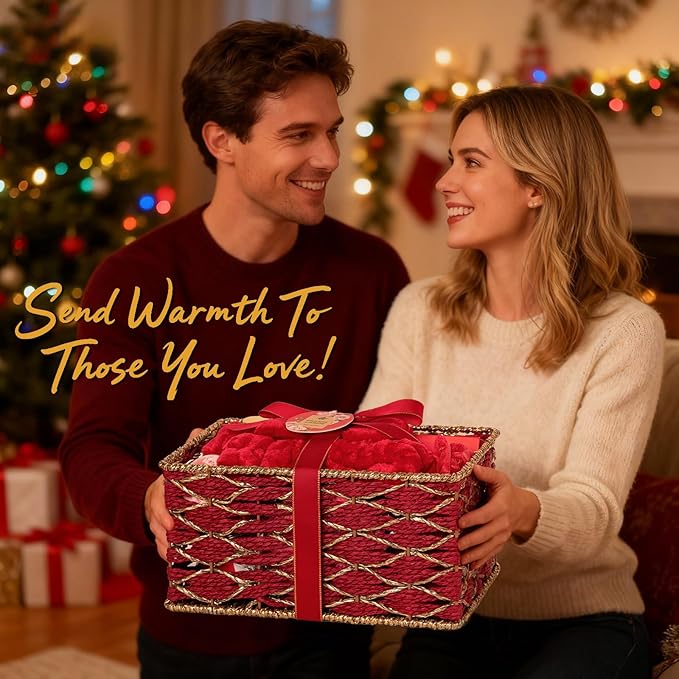 35 Pcs Valentines Day Gift for Women, Red Rose Bath and Body Basket Gift, Face Skin Care Kit, Home Spa Self Care, Lip Gloss, Diffuser, Necklace, Birthday, Christmas, Mother, Bridal Shower, Anniversary