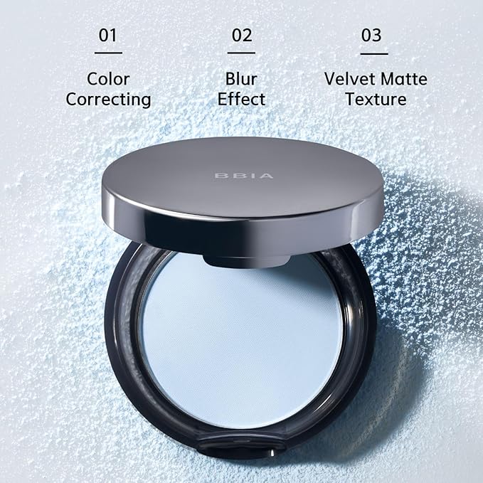 BBIA EAU Powder Pact - 4 Colors, Pressed Powder Compact with Mirror and Puff, Makeup Setting Finishing Blurring, Sebum & Oil Control, Natural Korean Face Makeup (01 PURE WHITE, Pack of 1)