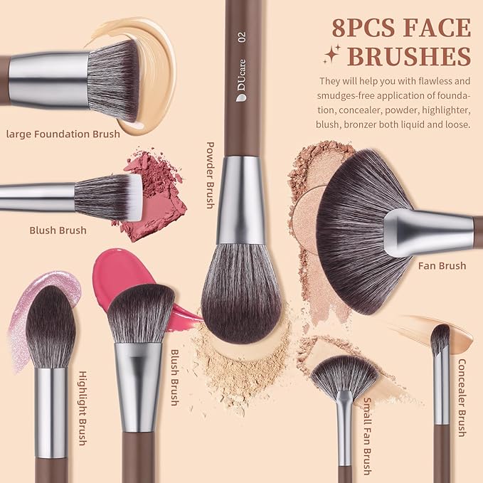 DUcare 22Pcs PRO Grade Makeup Brushes Professional with Bag 22Pcs Makeup Brush Set Premium Synthetic Kabuki Foundation Blending Brush Face Powder Blush Concealers Eye Shadows with Case