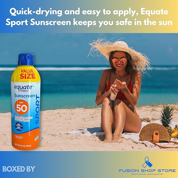 Sunscreen SPF 50- Value size Sport Broad Spectrum Spray, 9.1 oz (Pack of 1), Boxed By Fusion Shop Store