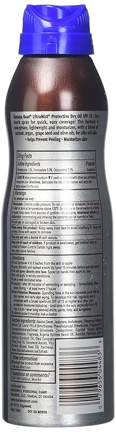 Banana Boat UltraMist Protective Dry Oil Spray SPF 15 Sunscreen 6 Ounce