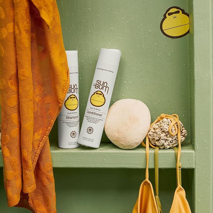 Sun Bum Curls Conditioner - Moisturizing Hair Treatment for Wavy and Curly Hair - Frizz Free Finish - Enrich with Coconut Oil and Seaweed Protein - UV Protecting - Vegan and Cruelty Free - 10 oz