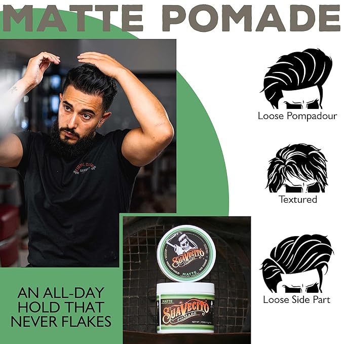 Suavecito Pomade Matte (Shine-Free) Formula 32 oz, 1 Pack - Medium Hold Hair Pomade For Men - Low Shine Matte Hair Paste For Natural Texture Hairstyles