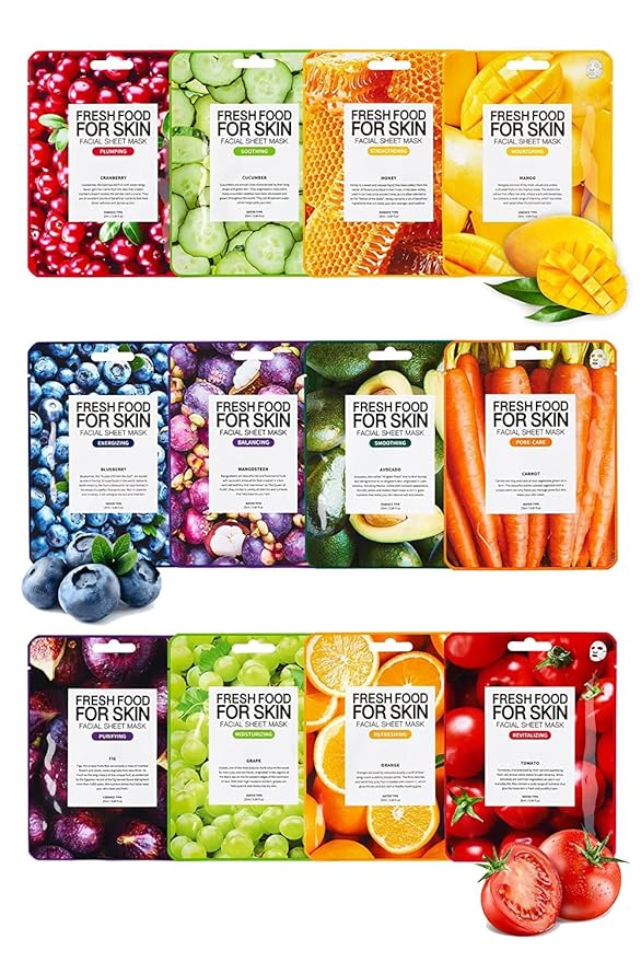 FARMSKIN Facial Sheet Mask - Hydrating, Moisturizing, Clarifying, Soothing Face Masks for Oily, Dry & Sagging Skin - Breathable & Fast-Absorbing - Vegan & Cruelty-Free Korean Skin Care (12 Packs)