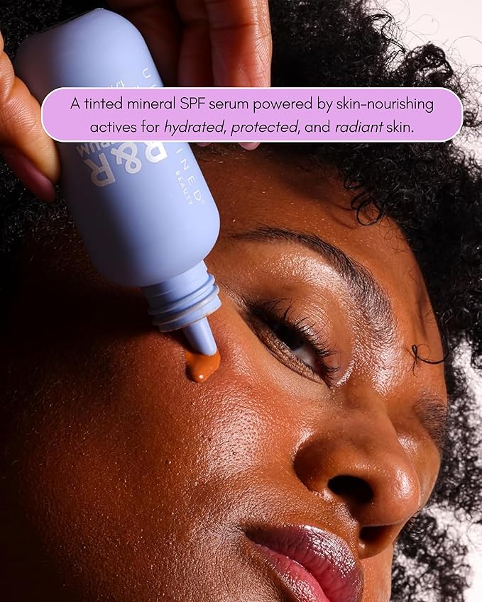 Undefined R&R Sun Serum SPF 50 PA++++ Mineral Sunscreen with Niacinamide, Water Resistant Broad Spectrum Protection & Blue Light Defense (Deep Tint)