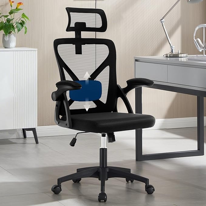 Office Chair,Ergonomic Desk Chair with Adjustable Lumbar Support,400 Lbs Mesh Computer Chair High Back with Headrest for Home Office (Black)