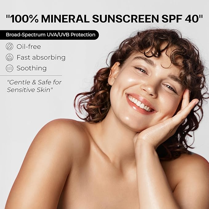 Ultralight SunCream(SPF 40) - 50 mL - 100% Mineral, Oil-Free Broad Spectrum Sunscreen - Smooths Skin’s Appearance, Minimizes Pores & Controls Shine - Water & Sweat Resistant