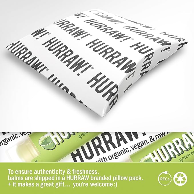 Hurraw! Green Tea Lip Balm: Organic, Certified Vegan, Cruelty and Gluten Free. Non-GMO, 100% Natural Ingredients. Bee, Shea, Soy and Palm Free. Made in USA