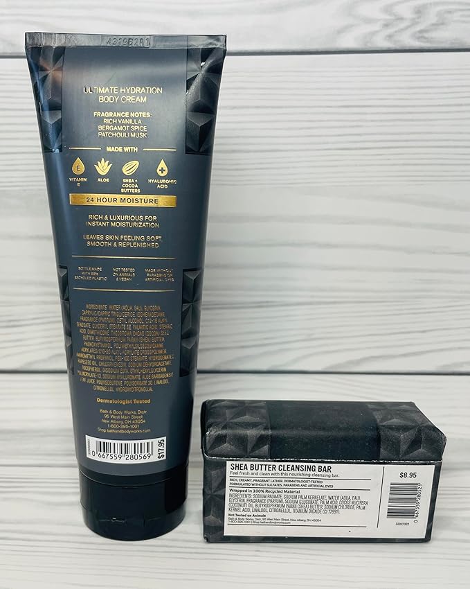 Bath & Body Works Vanilla Noir Ultimate Hydration Body Cream and Body Cleansing Bar 2 Piece Set