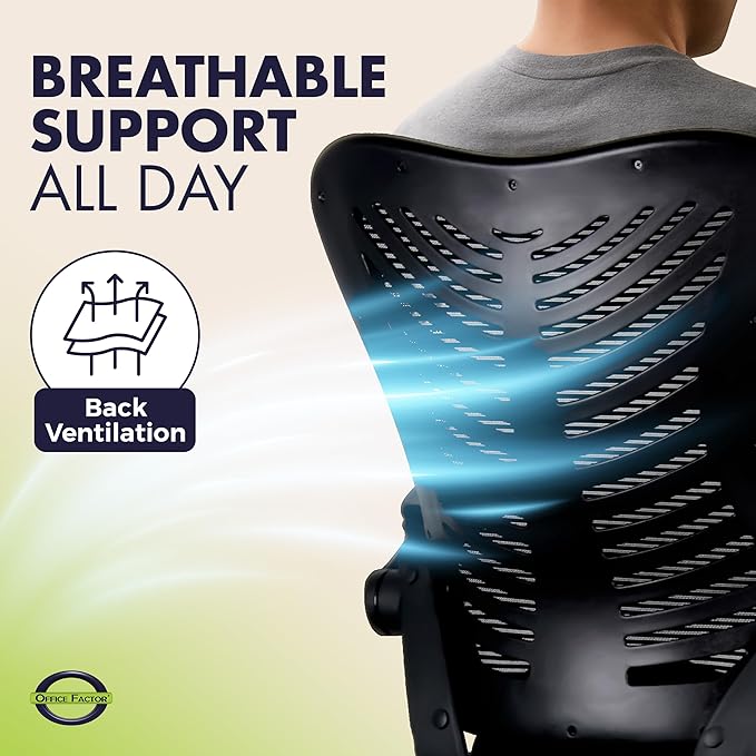 OfficeFactor 300 Lbs Ergonomic Drafting Chair Tall Office Chair Standing Desk Chair Flip up Armrests Molded Foam Seat with Adjustable Footrest Ring Lumbar Support (Black MESH Fabric)