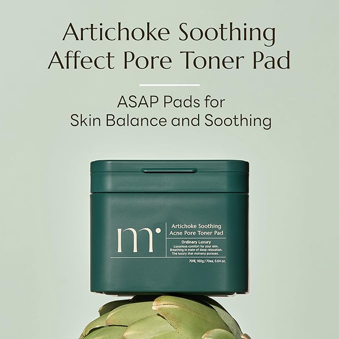 molvany Artichoke Soothing Affect Pore Toner Pad/ASAP Soothe&Calm Skin, Improve Skin Balance Recommended for Sensitive Skin, 70 Pads (160 g / 5.64 oz.)