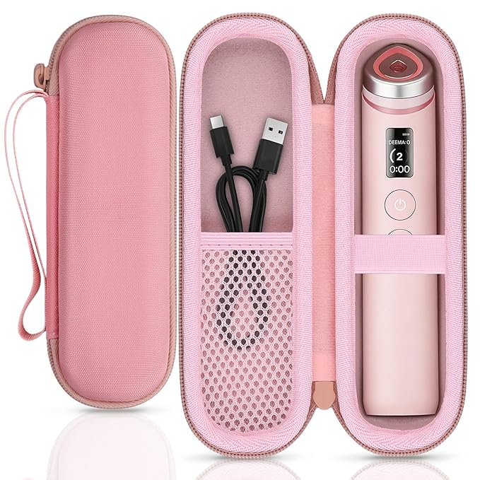 for medicube Booster Pro 6-in-1 Real Glass Glow Beauty Massager Protective Hard Case, Travel Storage Organizer for Women, Shockproof & Water-Resistant EVA Shell, Pink - co2CREA
