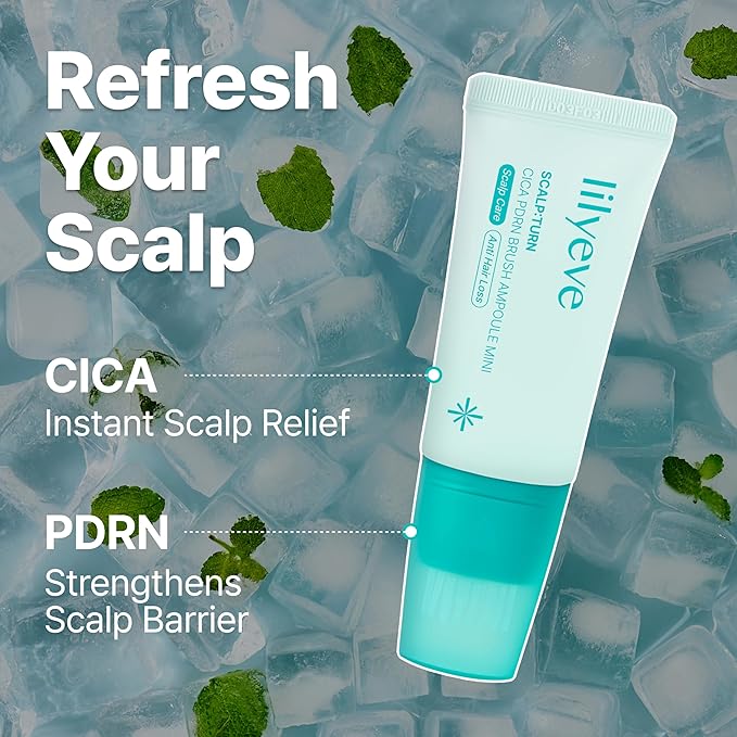 lilyeve SCALPTURN Cica PDRN Scalp Serum with Built-in Brush, PDRN to Strengthen Hair Roots, Itchy Scalp Relief, Dry Scalp Hydration - Korean Hair Care, 1.01 fl. oz.