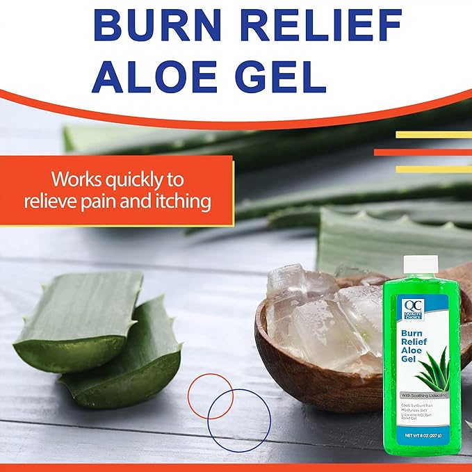 Sunburn Relief Gel with Aloe, 8 oz Bottles, Pack of 2, Pain Relieving Jelly, Soothing After Sun Care for Sunburn, Minor Burns, Irritated or Dry Skin, Fast-Absorbing Cooling
