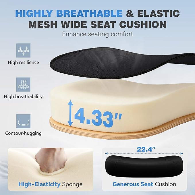 Ergonomic Office Chair, High Back Mesh Desk Chairs Comfy with Adjustable Lumbar Support, Home Computer Gaming Chair with 3D Headrest for Long Hours, 6 Pack