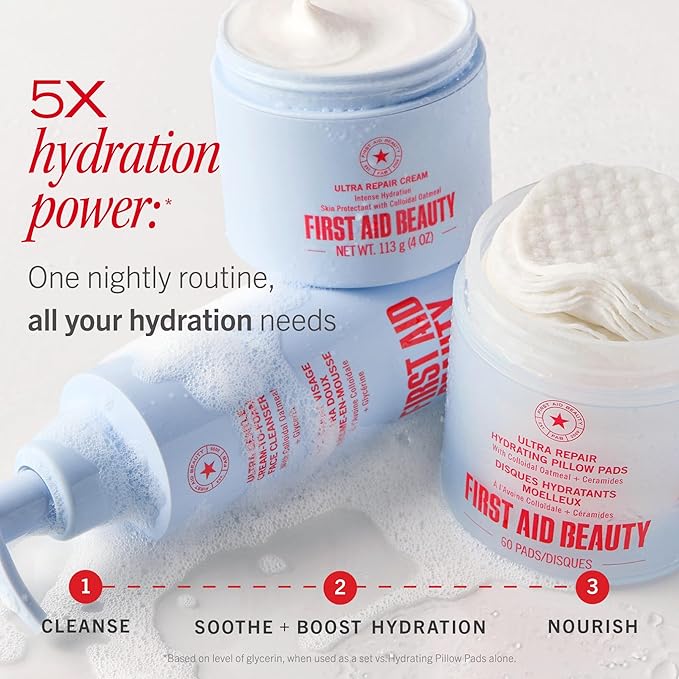 First Aid Beauty Ultra Gentle Cream-to-Foam Pure Facial Cleanser – Makeup Removing Face Cleanser - Face Wash with Colloidal Oatmeal & Glycerin, for Sensitive, Acne & Blemish-Prone Skin, 6 oz