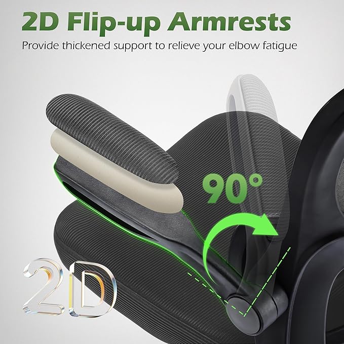 AreShark Office Chair Ergonomic Desk Chairs with Adjustable Lumbar Support& Headrest Hanger, High Back Breathable Mesh Chair with Wheels, Rolling Swivel Comfy Task Computer Chair for Home Work Gaming