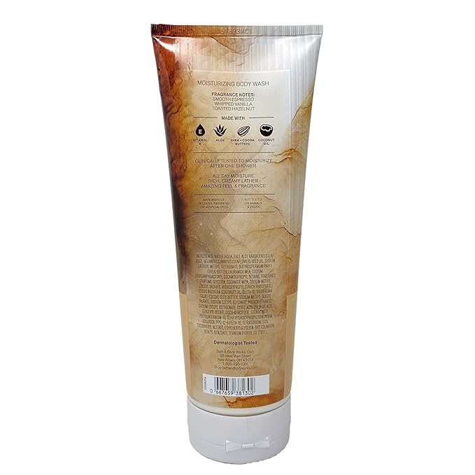 Bath & Body Works Vanilla Café 2 Pack Moisturizing Body Wash Bundle with a Creamy Rose Bar Soap - Full Size