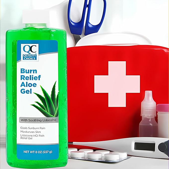 Sunburn Relief Gel with Aloe, 8 oz Bottles, Pack of 2, Pain Relieving Jelly, Soothing After Sun Care for Sunburn, Minor Burns, Irritated or Dry Skin, Fast-Absorbing Cooling