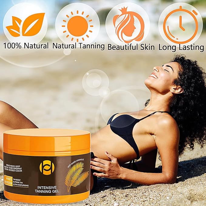 2 Pcs Luxury Intensive Tanning Gel, Instant Tan Enhancer, Natural Tanning Cream gel for Natural Tan Skin, Tanning Lotion Outdoor, Brown TanningGel