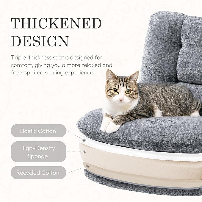 Dowinx Criss Cross Chair with Wheels, Dual-Layer Thickened Cushion, Premium Fabric Morden Home Vanity Chair Wide Seat, Ash Gray