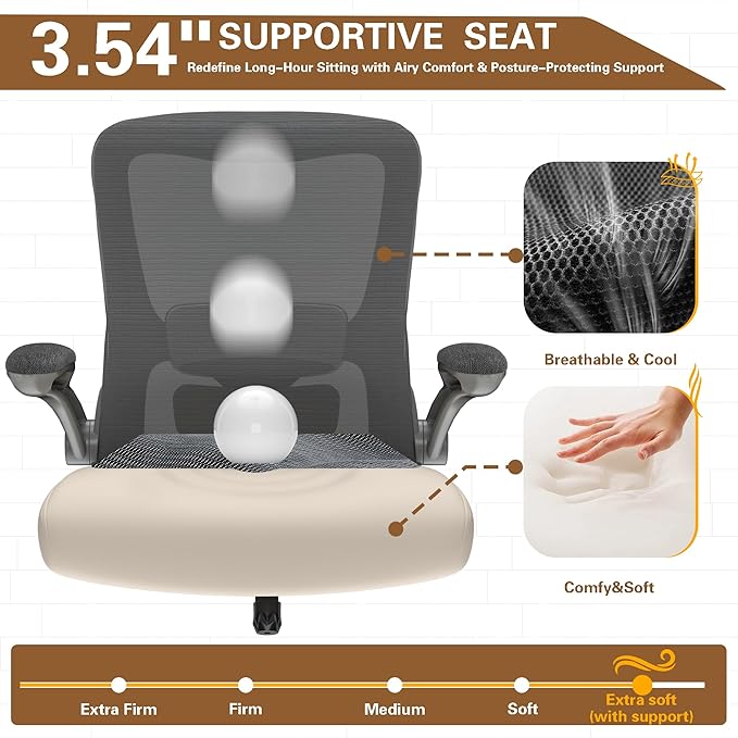 Ergonomic Office Chair - High Back Desk Chair with Adjustable Lumbar Support, Breathable Mesh Back, 330LBS Capacity, Easy Assembly, for Home Office Executive Computer Task